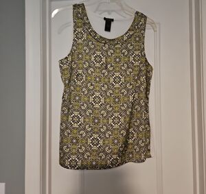 Ann Taylor Yellow and Black Patterned Tank Top